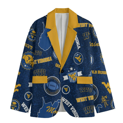 West Virginia Football Suit Blazer – Premium College Game Day Jacket – breathable comfort wear, casual fan outfit, image 1.0