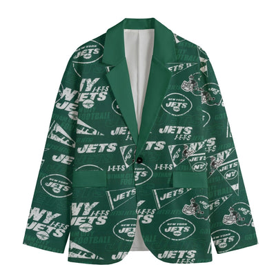 New York football style green blazer – game day streetwear jacket