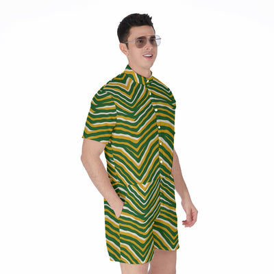 White Smoke Green Bay football zebra Men's Rompers