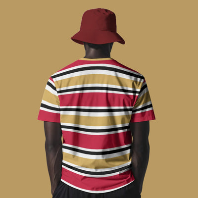 Dark Khaki San Francisco Football Striped T-Shirt – Red and Gold Urban Game Day Shirt