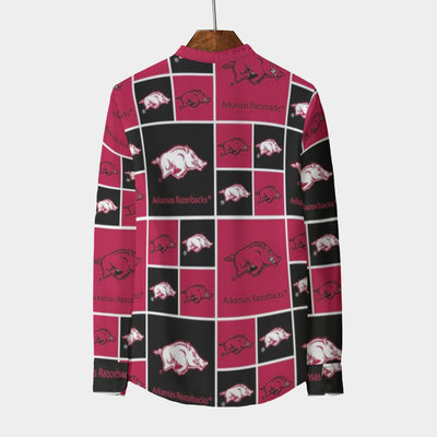 Arkansas Razorbacks Stand Collar Shirt With Long Sleeve|110GSM Imitation Flax varsity sportswear product image 2.0