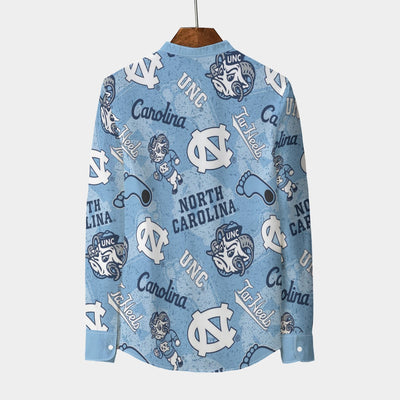 North Carolina Chapel Hill Tar Heels Stand Collar Shirt With Long Sleeve|110GSM Imitation Flax - ACC football apparel varsity sportswear product image 2.0