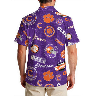 Clemson Tigers Men's Hawaiian Shirt|150GSM - ACC football apparel varsity sportswear product image 2.0