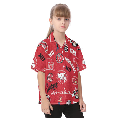Nebraska Lincoln Cornhuskers Kid's Hawaiian Vacation Shirt - Big Ten football apparel varsity sportswear product image 2.0
