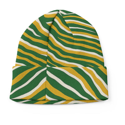 White Smoke Green Bay football yellow green zebra Knitted Hat