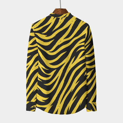 Lavender Pittsburgh Football Yellow Black Zebra Stand Collar Shirt With Long Sleeve|