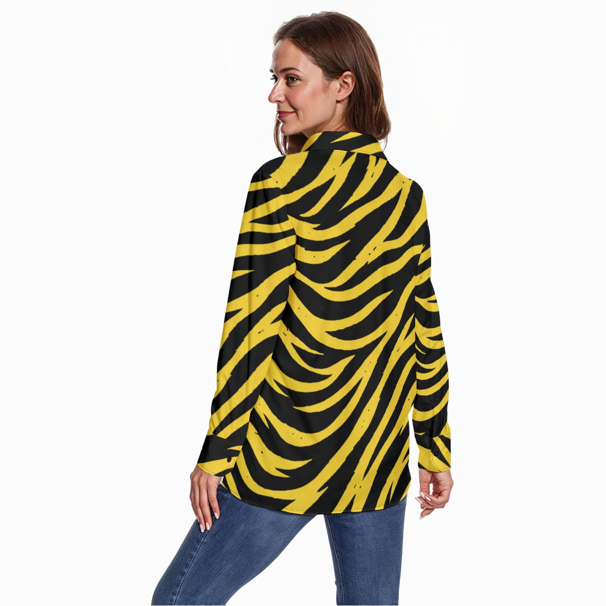 Pittsburgh Football Yellow Black Zebra Women's Long Sleeve Shirt