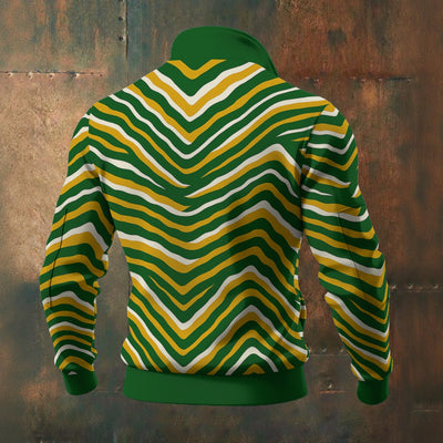 Dark Slate Gray Green Bay football zebra Men's Thick Knit Fleece Jacket