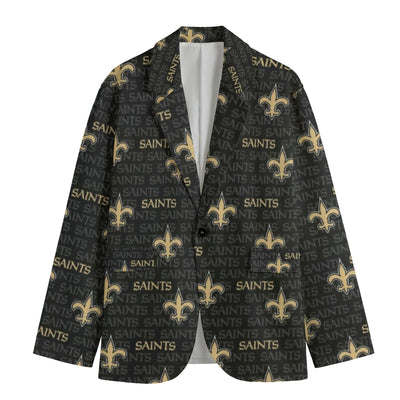 New Orleans Football Blazer Men Black Gold Game Day Jacket Stylish Streetwear