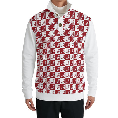 Alabama - Crimson Tide Men’s Casual Pullover Shirt With 1/4 Zip White varsity sports apparel