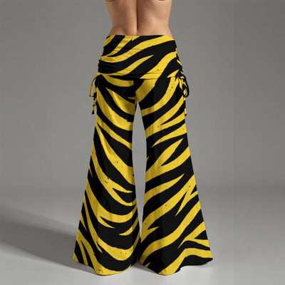 Dim Gray Pittsburgh Football Yellow Black Zebra Women’s High Waist Wide Leg Pants – Game Day Streetwear