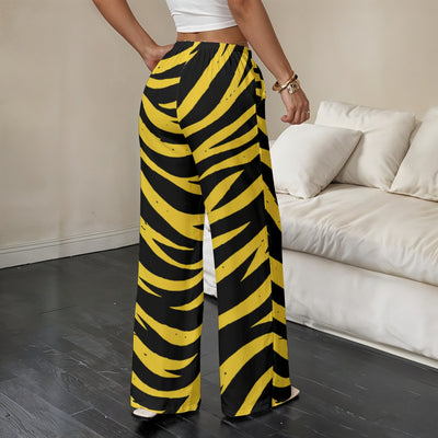 Dark Slate Gray Pittsburgh Football Yellow Black Zebra Women’s Straight-Leg Casual Pants