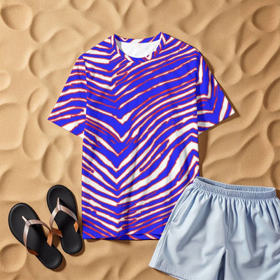 Tan Buffalo football O-Neck T-Shirt | 190GSM Cotton – Red Blue White Zebra Game Day Style