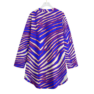 White Smoke Buffalo football Women's Dress | 180GSM Cotton β Red Blue White Zebra Game Day Style