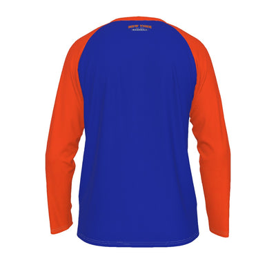 Midnight Blue New York Baseball Raglan Sleeve Fan Shirt – Blue and Orange Game Day Tee