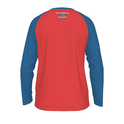 Tomato San Francisco Stay Gold Raglan Long Sleeve Shirt – Red and Blue Baseball Style