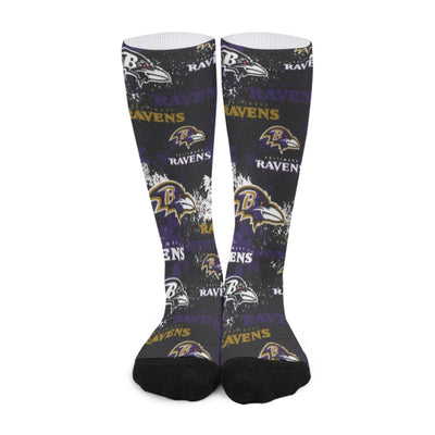 White Smoke Baltimore Ravens Long Socks