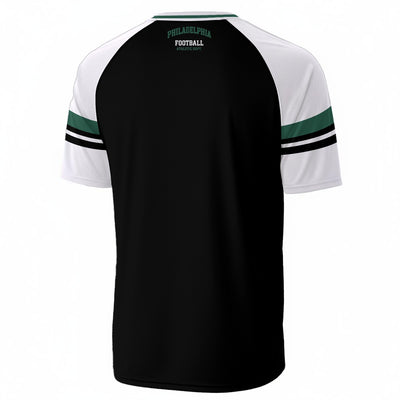 Black Black and Green Philadelphia Football T-Shirt โ Varsity Athletic Graphic Tee for Fans and Streetwear