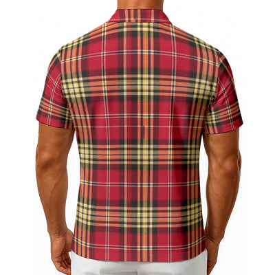 White Smoke San Francisco Football Plaid Men's Hawaiian Shirt With Button Closure