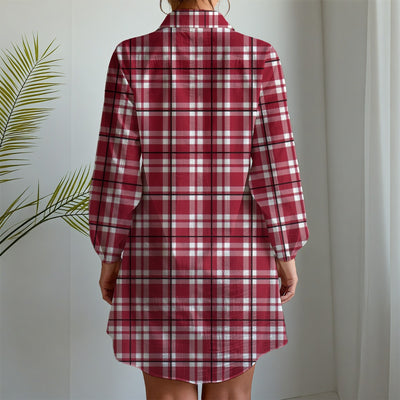alabama crimson tide tartan plaid crimson white women's long sleeve shirt dress crimson white tartan plaid game day fashion
