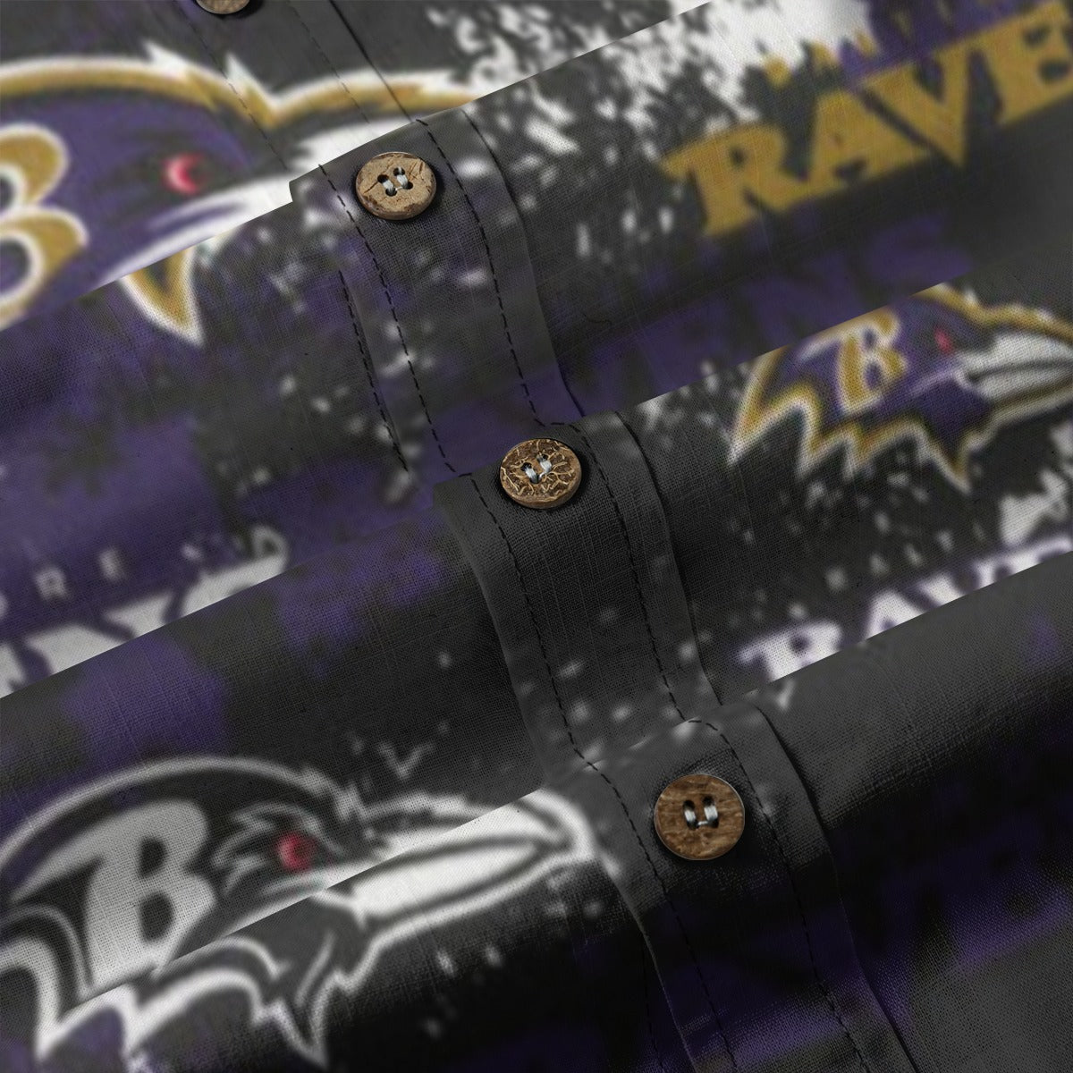 baltimore-ravens-mens-casual-lapel-long-sleeve-shirt-125gsm-cotton purple black football outfit detail