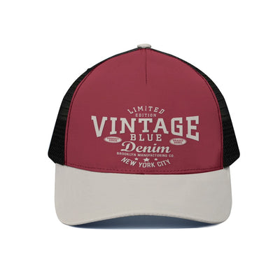 White Smoke Vintage Blue Denim Trucker Hat Retro Red White Cap New York City Streetwear Mesh Snapback Baseball Hat