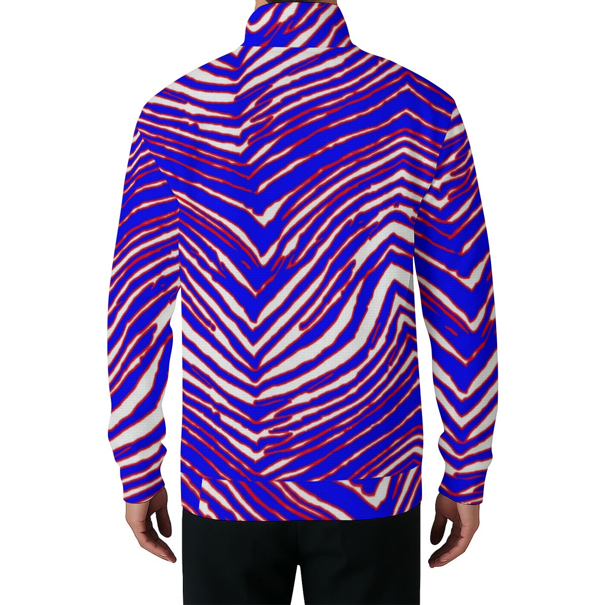 White Smoke Buffalo Zebra Men’s Casual Pullover Shirt With 1/4 Zip – Retro Game Day Streetwear