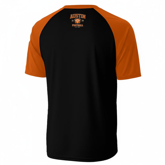 Austin Football T-Shirt – Texas Varsity Game Day Shirt in Black and Orange