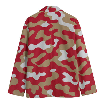 White Smoke San Francisco Football Camo Flat Lapel Collar Blazer