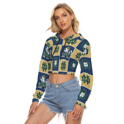 Notre Dame - Fighting Irish Women's Crop Top Hoodie|Velvet White varsity sports apparel