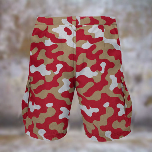 San Francisco Football Camo Men's Cargo Shorts – Red Gold Streetwear Game Day Shorts