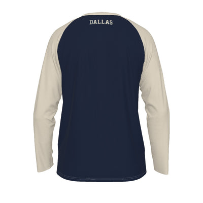 Dark Slate Gray Dallas Long Sleeve Raglan Shirt – Vintage Baseball Varsity Athletic Style Tee