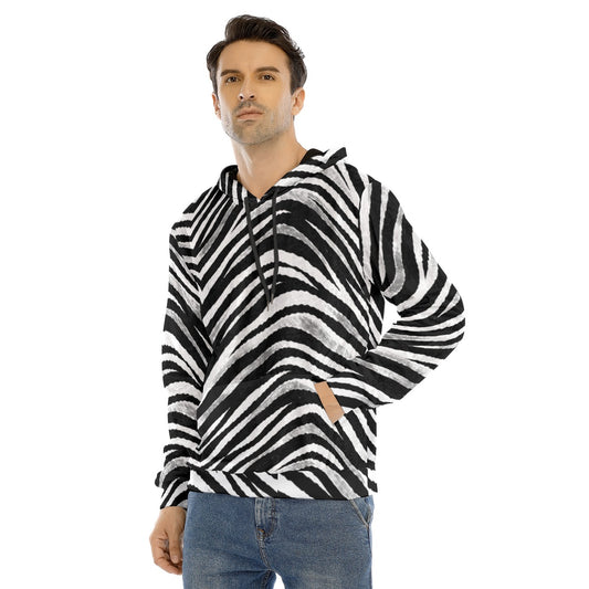 Las Vegas Football Zebra Men's Pullover Hoodie | Velvet – Black and White Game Day Streetwear