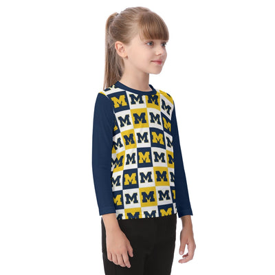 White Smoke Michigan - Wolverines Kid's O-neck Long Sleeve T-shirt