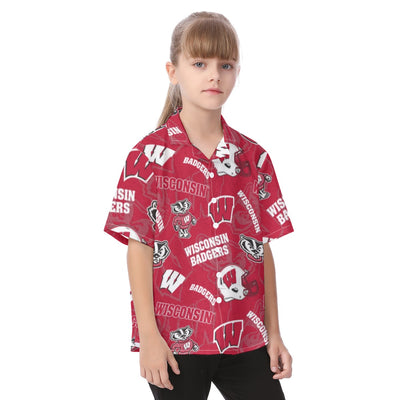 Wisconsin Madison Badgers Kid's Hawaiian Vacation Shirt - Badgers football tee varsity sportswear product image 2.0