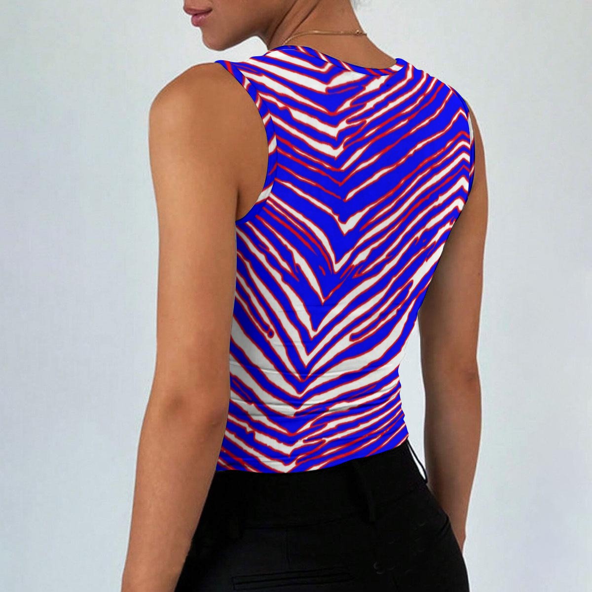 Buffalo Zebra Football Women’s Sleeveless Square Neck Tank Top – Clean Game Day Streetwear