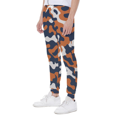 White Smoke Chicago Football Camo Joggers for Men – Navy Orange Game Day Sweatpants