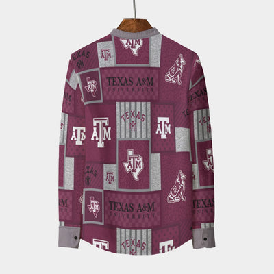Texas A&M Aggies Stand Collar Shirt With Long Sleeve|110GSM Imitation Flax - Aggies fan gear varsity sportswear product image 2.0