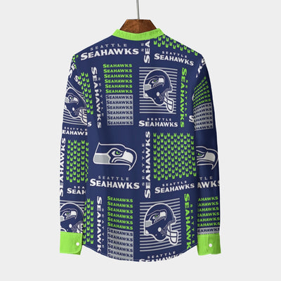 Seattle Seahawks-themed shirt on a mannequin against a white background