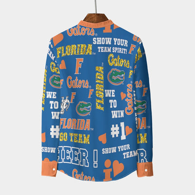 Florida Gators Men's Stand Collar Shirt With Long Sleeve|110GSM Imitation Flax - college football fan apparel sportswear product image 2.0