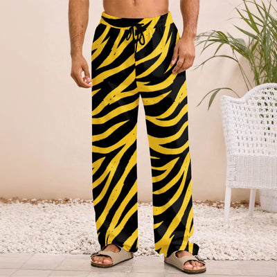 Light Gray Pittsburgh Football Yellow Black Zebra Men's Straight pants