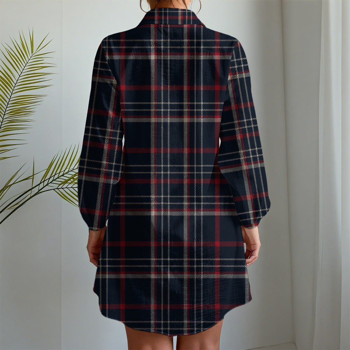 women navy plaid casual football shirt