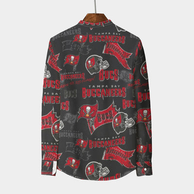 tampa-bay-buccaneers-mens-stand-collar-shirt-with-long-sleeve-110gsm-imitation-flax red pewter football outfit detail