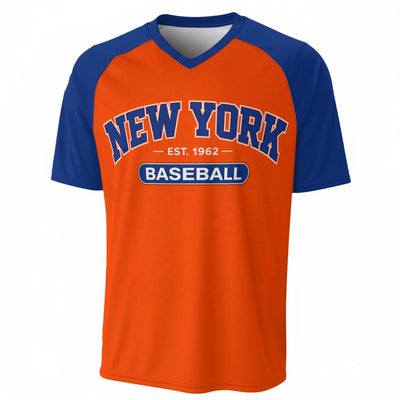 Varsity New York Baseball Fan T-Shirt in Orange and Blue tee – lightweight game day shirt, breathable comfort wear, image 1.0