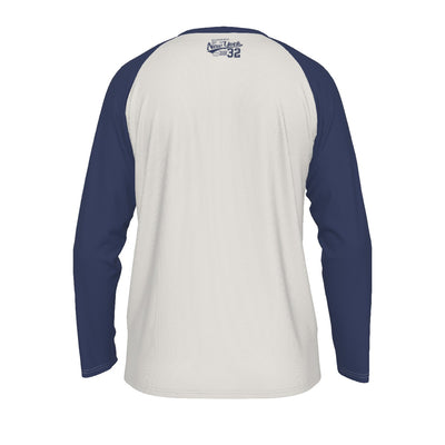 Light Gray New York Baseball Raglan Long Sleeve Shirt – White and Navy Varsity Athletic Design Est. 1903