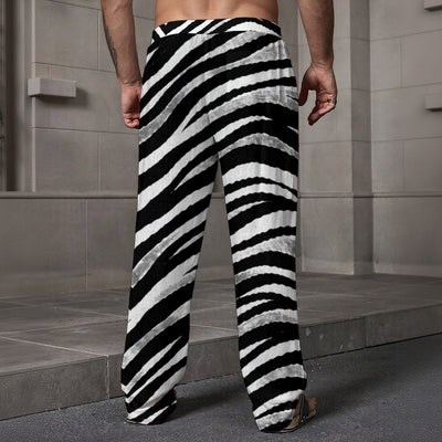 Dim Gray Las Vegas Football Zebra Loose Casual Pants with Pocket – Black and White Game Day Streetwear