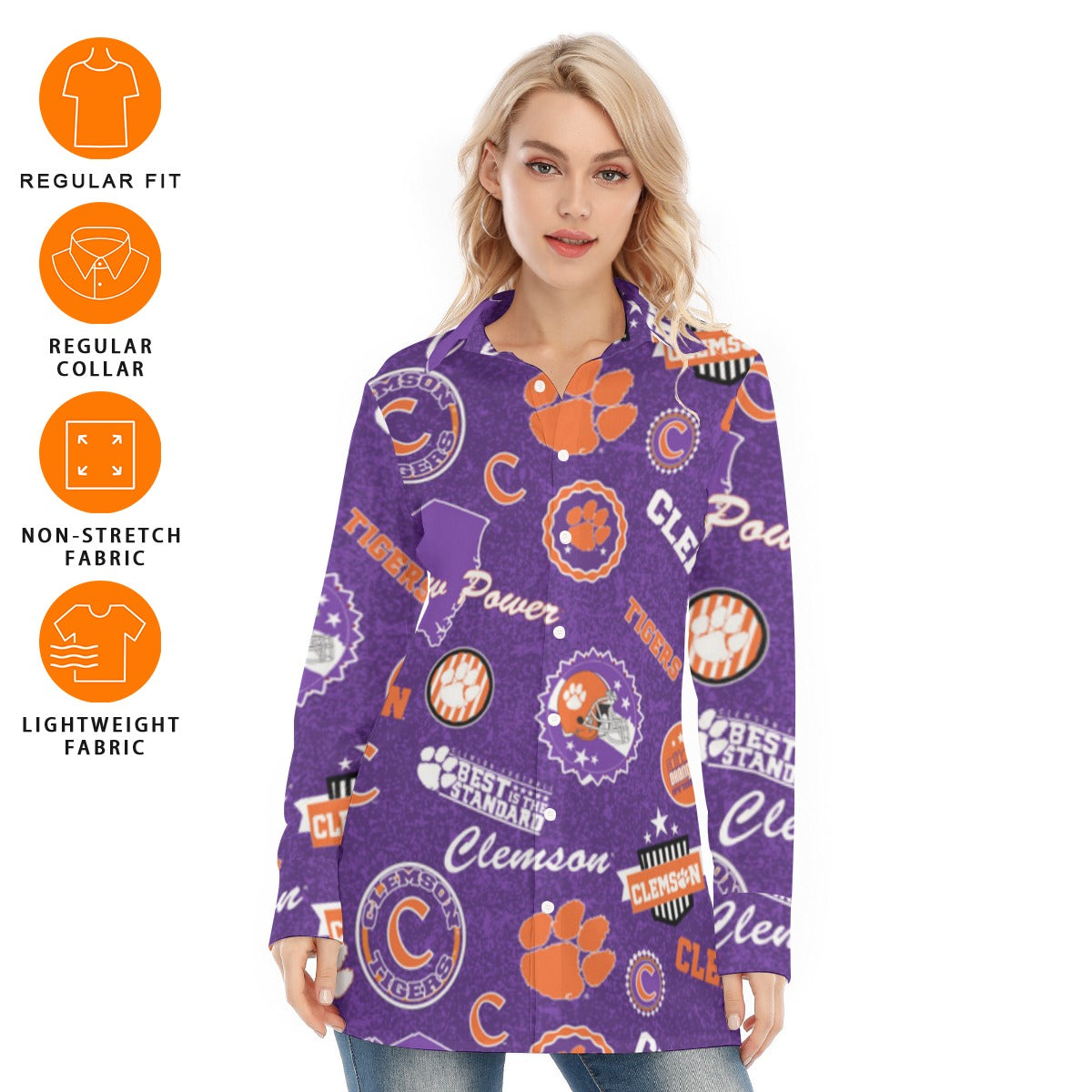 Clemson Tigers Women's Long Shirt - ACC football apparel varsity sportswear product image 6.0