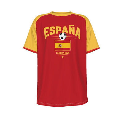 Spain Soccer Fan T-Shirt – España Football Shirt La Furia Roja Style | Retro Spanish Football Tee – sportswear style, nfl fan apparel, image 1.0