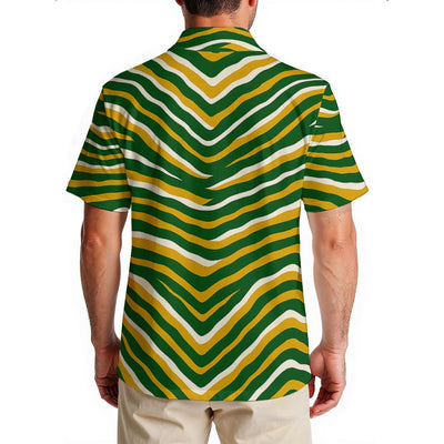White Smoke Green Bay Football Yellow Green Zebra Men’s Hawaiian Shirt 150GSM – Game Day Streetwear