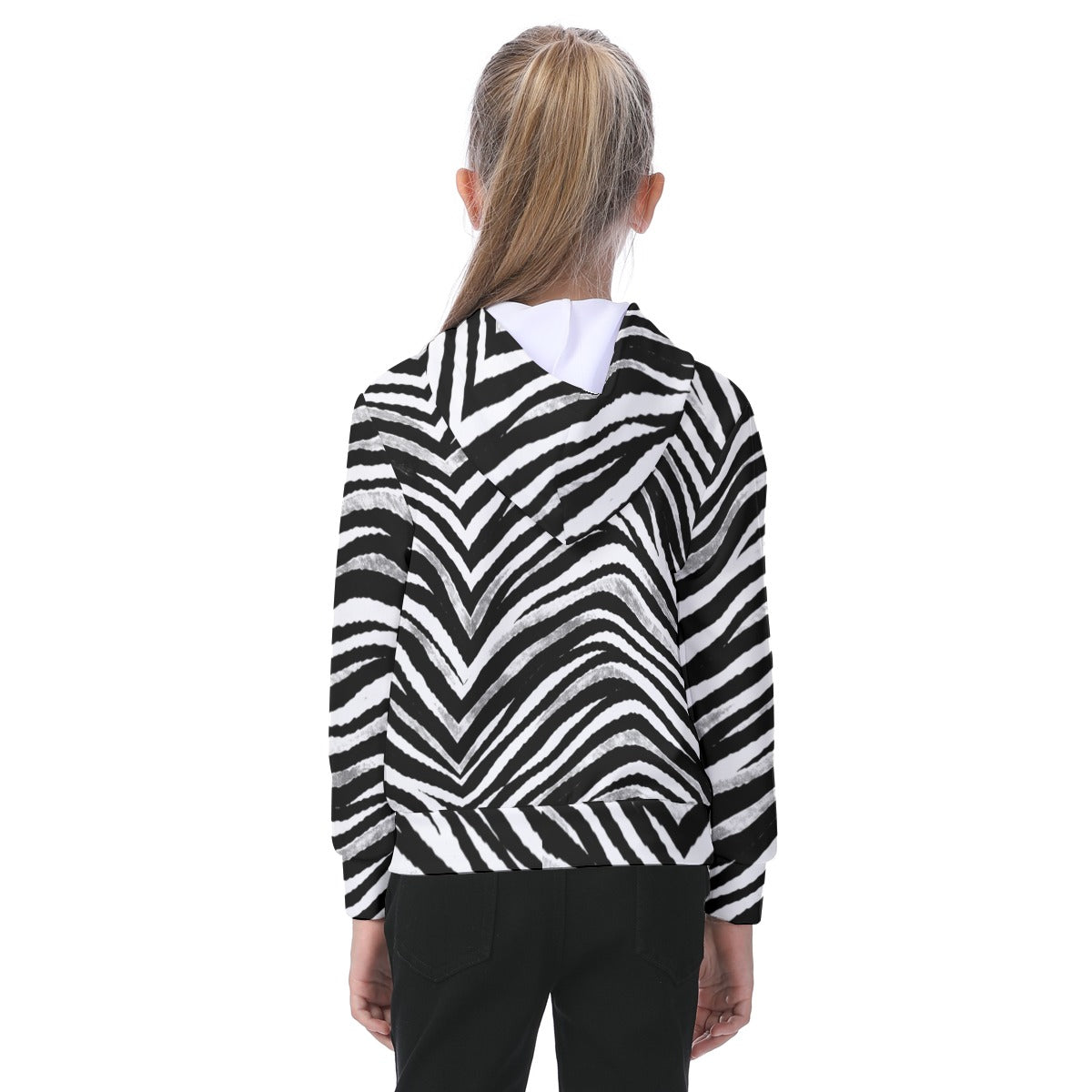White Smoke Las Vegas Football Zebra Kids’ Hoodie – Black and White Game Day Streetwear